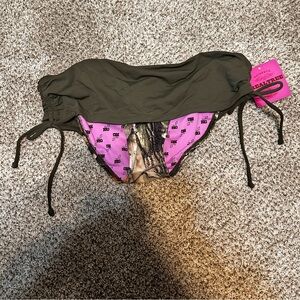 Real tree CAMO women's L bikini bottom cinch sides NWT cowgirl army green